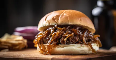 BBQ Beef Burger with Caramelized Onions