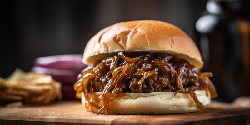 BBQ Beef Burger with Caramelized Onions