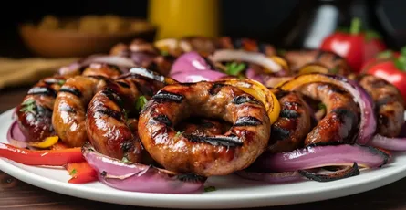 Grilled Sausage with Peppers and Onions