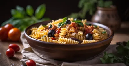 Pasta with Cherry Tomatoes and Olives