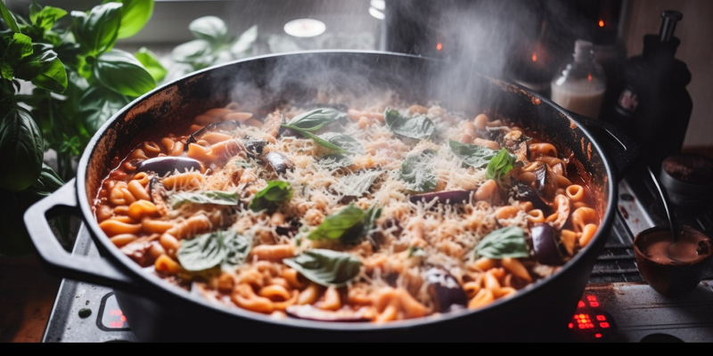 Pasta with Roasted Eggplant and Tomatoes