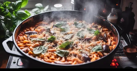 Pasta with Roasted Eggplant and Tomatoes